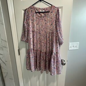 BB Dakota by Steve Madden Pink and Purple Ruffled Tiered Sundress